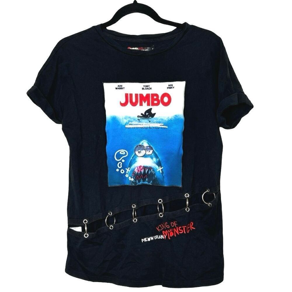 A02 Toby Black Jumbo King of Monsters Embellished Graphic T-Shirt Size Small